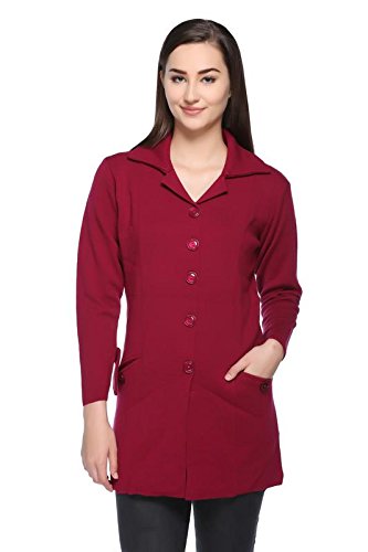 montrex Women Magenta Stylish Long Coats-picture-4