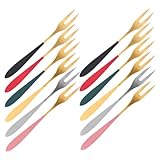 BESTYASH 12 Pièces Lot Fourchettes à Fruits Mini Acier Inoxydable Ergonomiques et Résis...