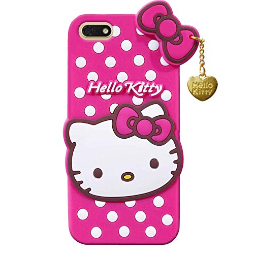 Image of Unirock Hello Kitty Back Case Cover for honor 7S| 3D Cute Hello Kitty Case |Soft Silicone Rubber Back Cover with Pendant Kitty Cover for honor 7S (Pink)
