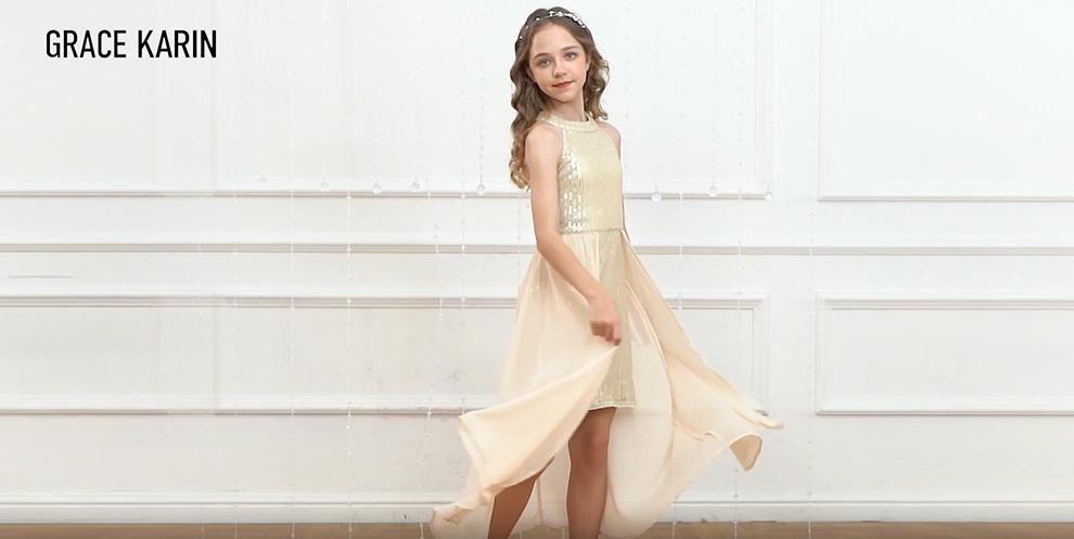 GRACE KARIN Robe Trapèze Sans Manches à Col Rond Pour Fille, Rose, 8 à