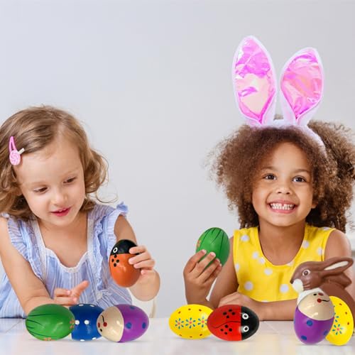 image for Homily Wooden Maracas for Kids, Colorful Egg Shakers Toy for Boys and 