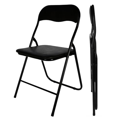 Spetebo Metall Klappstuhl mit gepolsteter Rückenlehne in schwarz...