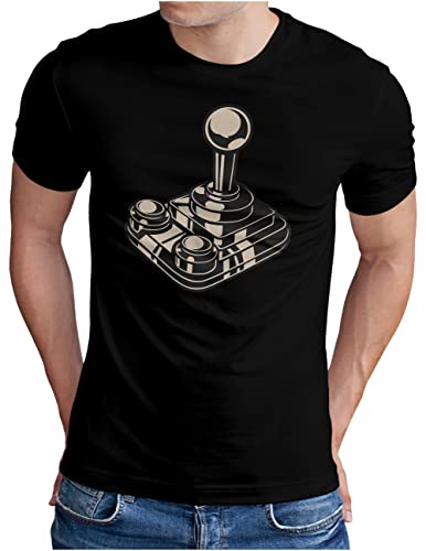 T-shirt OM3 Reto Gaming Joystick noir coupe ample confortable homme du S au XXXXXL