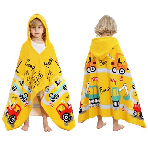 UOMNY Engineering Vehicle Hooded Towels,Soft Kids Beach Towel,30" x 50"
