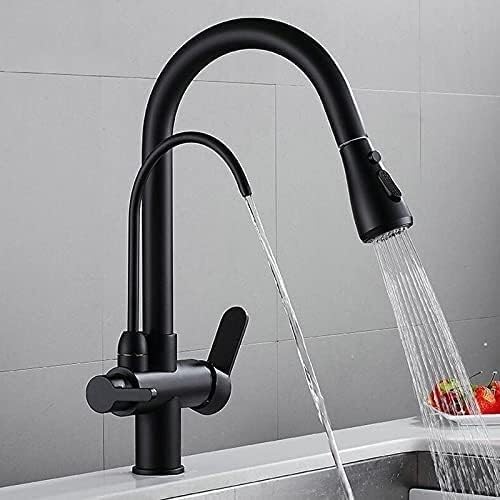 Faucet Bar Farmhouse Commercial, Pull Out Solid Brass Crane for Kitchen, Deck Mounted Black Water Filter Tap, Sink