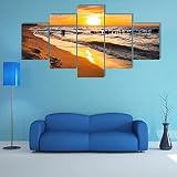 5 Pieces Canvas Prints Wall Art 5 Piece Paintings Sunset Over Baltic Sea Beach Canvas Wall Art Artwo
