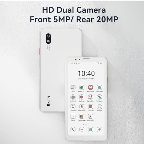 Image of Bigme HiBreak Pro Color Epaper Phone, 8+256 GB 5G Smart Phone, Android 14 OS Ebook Reader, White (White)