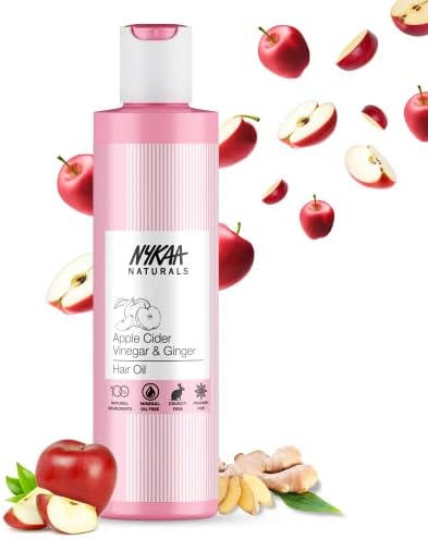 Nykaa Naturals Hair Oil - Combats Dandruff & Clarifies Scalp - (Apple Cider Vinegar & Ginger - 6.76 Fl Oz)