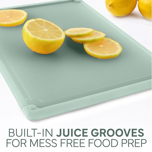 COOK WITH COLOR Extra Large Cutting Board Set, Jumbo-Sized Boards with Rubber Border for Enhanced Cooking Experience, 3-Piece, Sage
