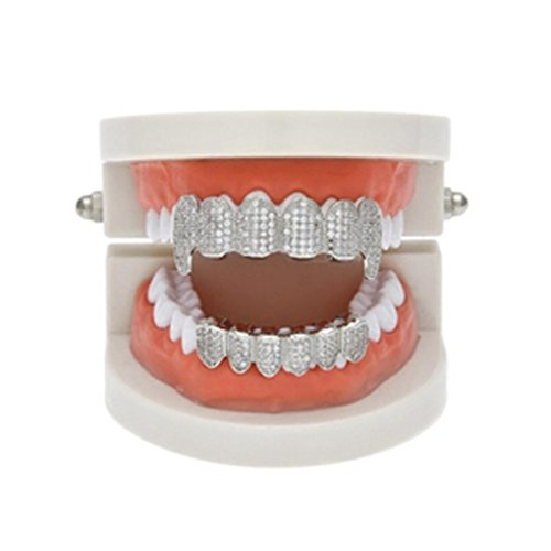 DZT1968 1 Set Gold Plated Drill Teeth Party Grillz Top & Bottom Grill