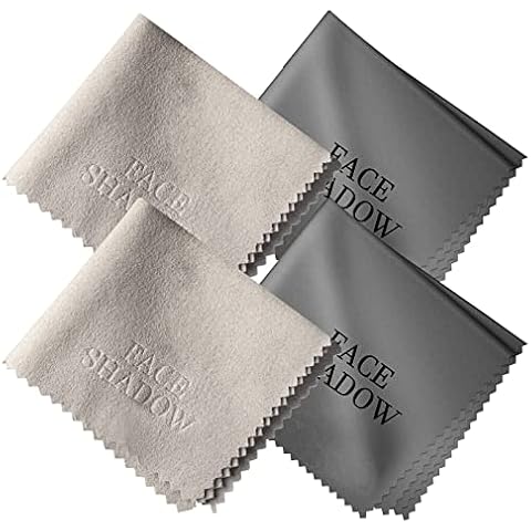 Face Shadow 4 Pack Premium Suede and Microfiber Glasses Cleaning Cloth, Lens Cleaning Cloth for Eyeglasses Spectacles Camera Lens Phone Screen Tablets Cover