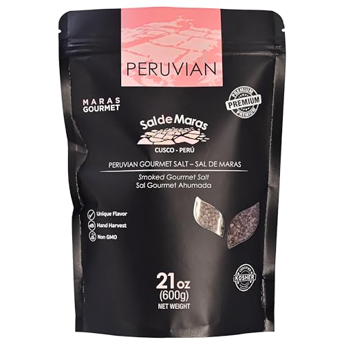 MARAS GOURMET | Sal de Maras | Sal rosa peruana ahumada – Sabor único y cosecha a mano | Sin refinar | 600g | (Sal rosada ahumada, grano grueso)