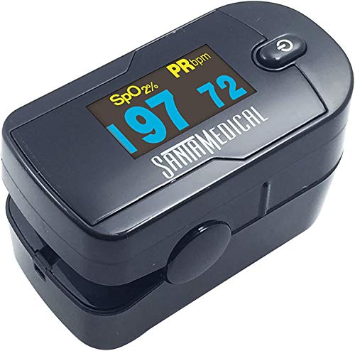 Santamedical Generation 2 OLED Fingertip Pulse Oximeter Oximetry Blood Oxygen Saturation Monitor with Lanyard - Black