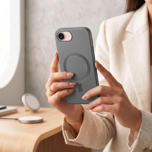 Image of amazon basics Premium Mag-Safe Case for iPhone 16E | Shockproof & Anti-Scratch Cover | Soft Silicone with Wireless Charging | Camera Lens Guard - Gray