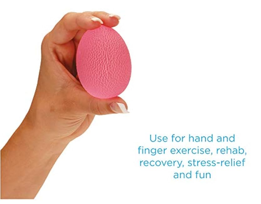 NOVA Hand Exerciser Oval Egg, Hand Grip Squeeze Oval Ball for Strength, Stress and Recovery, Comes in 3 Resistance Levels - Pink Soft, Orange Medium and Blue Firm