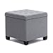 HNNHOME® - Otomana de almacenamiento, forma de cubo, 45 cm, de lino, asiento acolchado con tapa