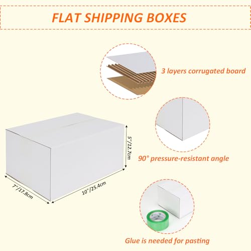 Image of HORLIMER 10x7x5 Shipping Boxes Set of 30, White Corrugated Cardboard Mailer Box for Packing Small Business