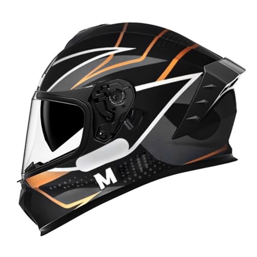 RYDZCLH Casque De Moto Intégral Homologué Dot, Coque ABS Légère, Double Visière Incluse, Casque De Vélo De Route Rabattable avec Design Aérodynamique,Orange,2XL 62~63cm