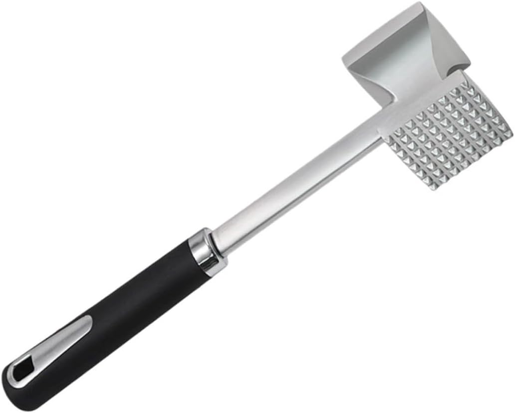 TIDTALEO Dual-sided Stainless Steel Meat Pounder Mallet Black Handle Home Kitchen Tenderizer Hammer for Beef Steak and Poultry Dishwasher Safe Meat Hammer with Ergonomic Handle Easy to