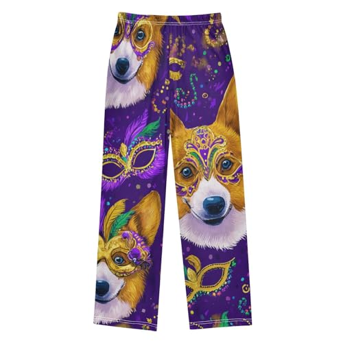 Corgi Dog Confetti Beads Boys Long Pants Soft Trousers Elastic Waist Kids Lounge Bottoms with Pockets S-XL2