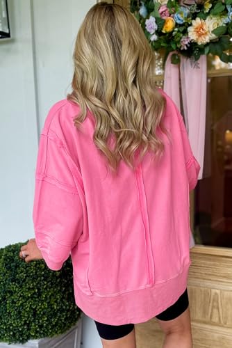 Women's Bonbon Mineral Washed V Neck Long Sleeve T-Shirt with Bracelate Sleeves3