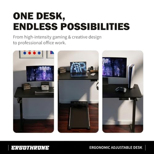Image of V ONE Electric Standing Desk with 1-Piece Solid Top | Heavy Duty Height Adjustable Computer Desk | 3 Memory Preset | 5 Year Warranty | for Home Office (Black, 140 * 60 CM)