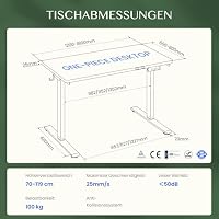 FLEXISPOT Höhenverstellbarer Schreibtisch elektrisch, Doppelmotor 140x80 cm – Ansicht 2
