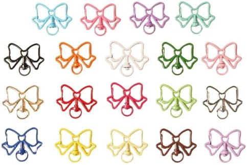 19-Piece Bow-Shaped Keychains – 1.18x1.57inch Zinc Alloy Lobster Clasp, 19 Vibrant Spray-Painted Colors for DIY Crafts & Accessories image 2