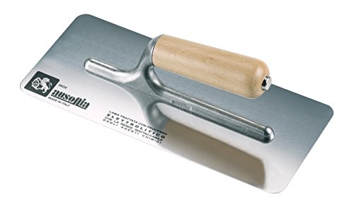AUSONIA - 42161 LLANA CON HOJA DE ACERO INOXIDABLE DE 24X10 DE BORDES REDONDOS CON PALETA DE ALEACIÓN DE ALUMINIO Y MANGO DE MADERA. IDEAL PARA PULIR MARMORINO Y ESTUCADO VENECIANO