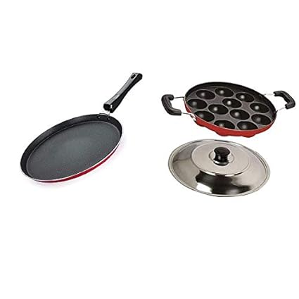 SEREE Combo 2Pcs Set of Crispy Dosa Tawa & Appam pan,Paniarakkal Pan,Ponganal Maker paniyaram Pan, Cookware Set Cookware Set