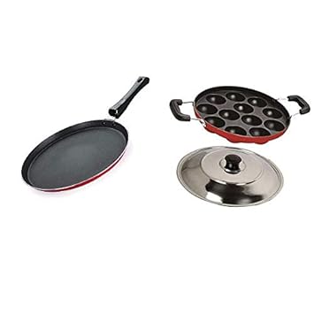 SEREE Combo 2Pcs Set of Crispy Dosa Tawa & Appam pan,Paniarakkal Pan,Ponganal Maker paniyaram Pan, Cookware Set Cookware Set