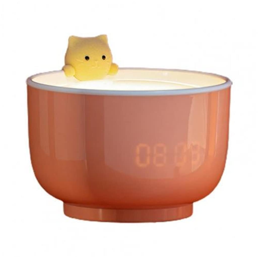 Teacup Cat Alarm Clock USB Powered LED Night Light Touch Sensor Night Light Desktop Digital Alarm Clock Color