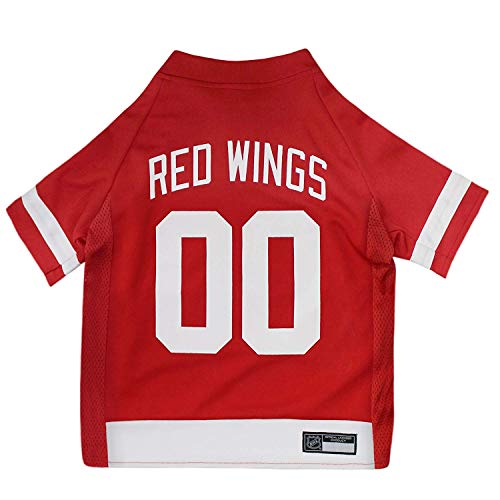 Image of NHL Detroit Red Wings Jersey for Dogs & Cats, Small. - Let Your Pet Be A Real NHL Fan!