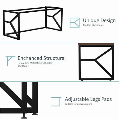 Image of Honey Touch Duke Metal & Wood Workstation Desk | 1200mm x 600mm Top Size | 122 x 61 x 73 cm (L x W x H) | Modern Computer Table for Home Office & Work from Home | Heavy Duty Study Desk