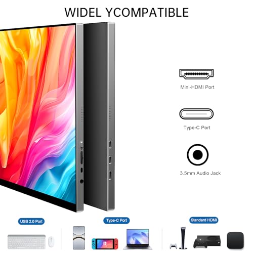 Image of Portable Monitor Touchscreen 15.6 Inch, FHD 1080P IPS 10-Point Touch Screen Monitor, HDMI USB C Second External Monitor for Laptop PC Game Consoles, Built-in Speaker with Protective Case