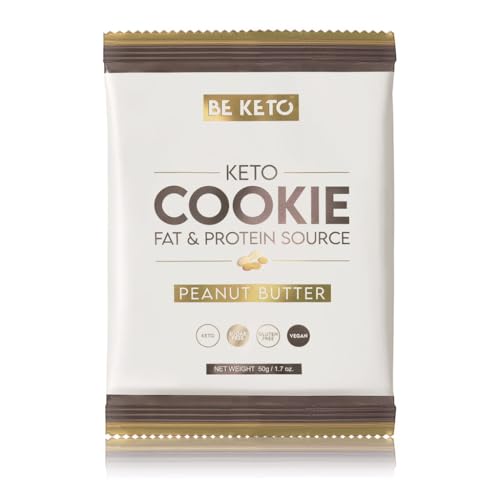 BeKeto Keto Cookie Peanut Butter 50 g, a base de plantas, solo 2 g de azúcares naturales, totalmente Keto sin gluten