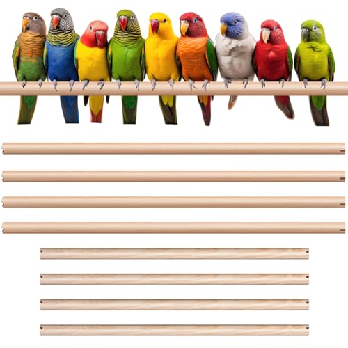 Image of Sintuff 8 Pcs Bird Perches for Cage Accessories, Wooden Perch Rods Replacement with Double Head Slots, 0.6 Inch Diameter Natural Wood Stand for Parrot Macaw Cockatoo Parakeet (18 Inches,24 Inches)