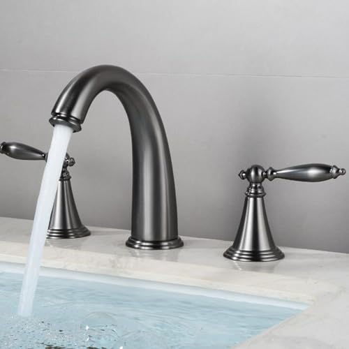Robinet évier 3 trous en laiton gris contre les fuites d'eau