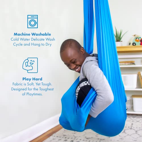 Harkla Indoor Therapy Swing for Kids - Sensory Swing Great for Autism, ADHD, and SPD - Snuggle Swing has a Calming Effect on Children with Sensory Needs - Hardware Included with Indoor Swing Chair