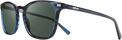 Revo Sunglasses Watson: Polarized Crystal Glass Lens with Rectangle Keyhole Bridge Frame, Blue Horn Frame with Smoky Green lens