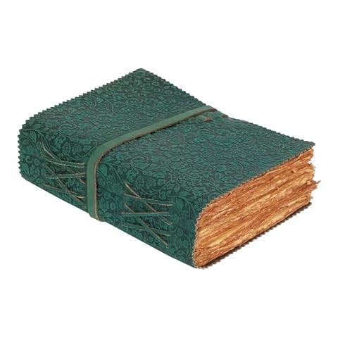 LEATHER VILLAGE Leather Bound Floral Embossed Journal for Women Men - 200 Pages, 8”X6”(A5), Turquoise - Book of Shadows, Vintage Blank Paper Travel Diary, Notebook for Writing, Drawing, Sketchbook Cover