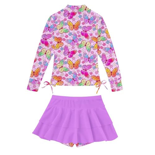 Image of Vogseek 3-12T Girls Swimsuit Long Sleeve Rashguard Bathing Suits Swim Set
