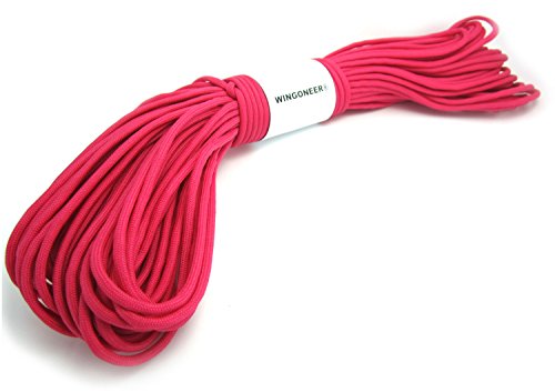 WINGONEER Corde Parachute 100 FT 7 Noyau 550 Paracorde Nylon Strand Paracord Camping 30 Mètre (Rosé Rouge)