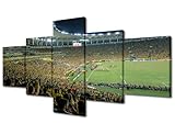 Wall Art for Living Room Metlife Stadium Pictures Canvas Print Football Field Artwork 5 Pieces New York Framed Art Prints Giclee Gallery-wrapped Posters Framed Ready to Hang, 50" Wx24 H