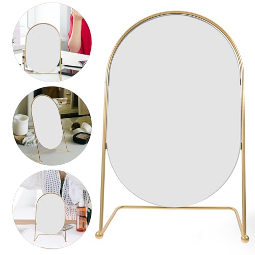 Miroir ovale doré haut de gamme en métal et verre pour table de maquillage - 7