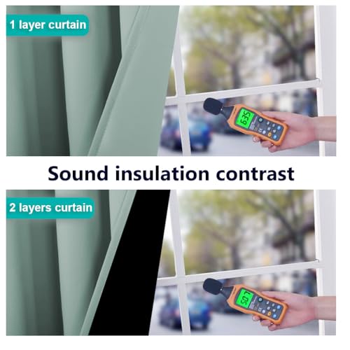 Image of NICETOWN 100% Blackout Curtains 84 inches Long, Seafoam Green, 52 inches Wide, Pair of Energy Smart & Noise Blocking Out Drapes for Baby Room Window, Thermal Insulated Guest Room Lined Window Dressing
