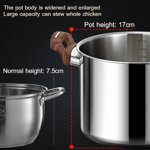 Food Grade Stainless Steel Soup Pot,Heavy Duty Cooking Pot with Lid,Multipurpose Nonstick Sauce Pan,for Induction Cooker,Gas Stove Cooking Pot(26cm) - Image 4