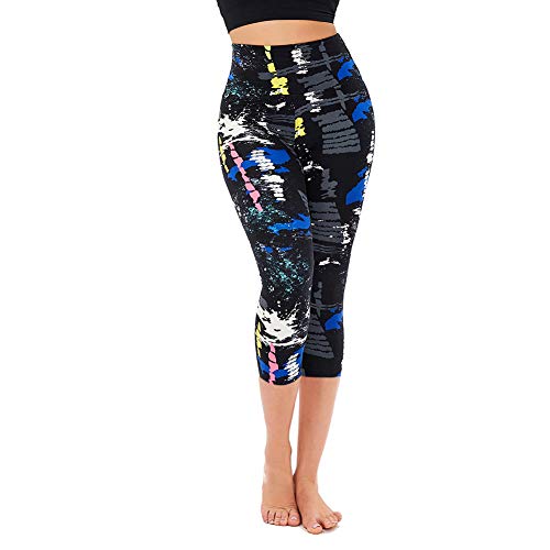 Gayhay High Waisted Capri Leggings For Women - Soft Slim Tummy Control - Exercise Pants For Running Cycling Yoga Workout (Graffiti Pattern, Large-X-Large) #TOP2