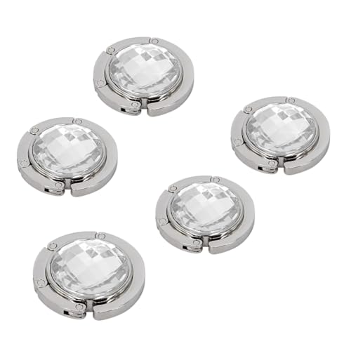 Werwing Gancho plegable para bolso y colgador de bolso con diamantes de imitación para mesa de escritorio, paquete de 5, color blanco