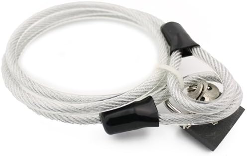 Miniatura 2 de TOPZONE Cable de seguridad de doble bucle de acero flexible de 0.315 in de 47 pulgadas con cerradura de llave de 1.575 in (transparente)